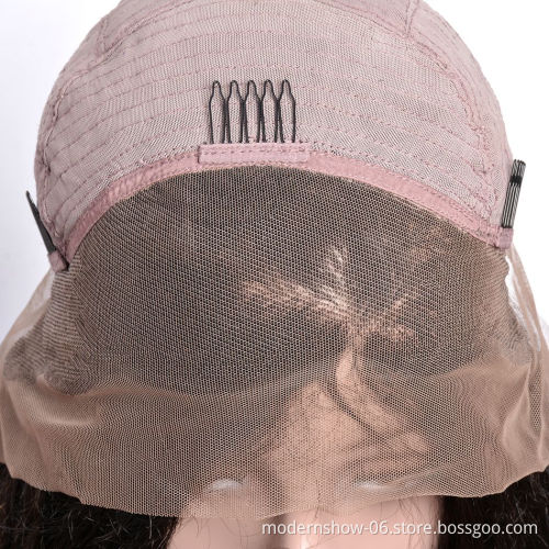 Kinky Straight Hair Wig 130 150 180 Density Brazilian Yaki Human Hair Lace Frontal Wigs